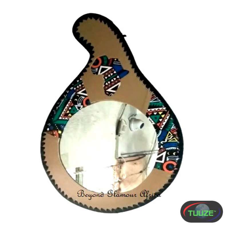Brown calabash shaped leather mirror