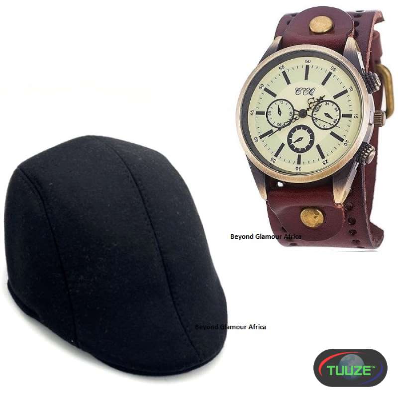 Mens-Black-newsboy-cap-with-leather-watch-11701689463.jpg