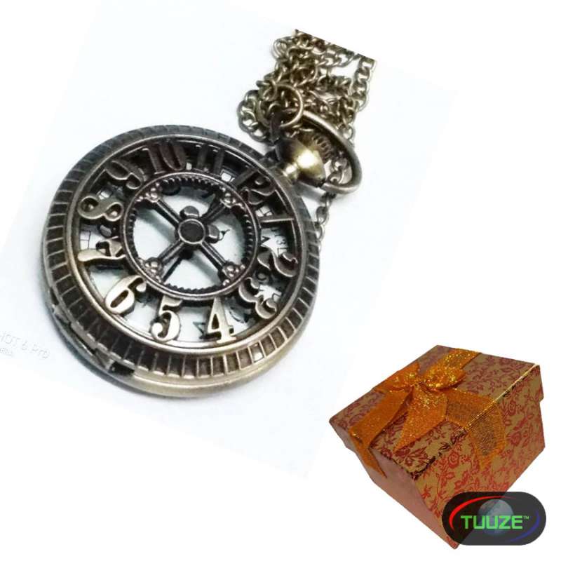 Unisex Numberred Brass pocket watch with gift box