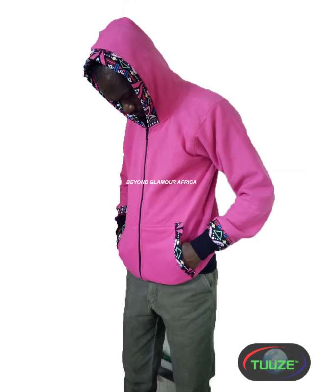 Womens Pink cotton ankara hoody