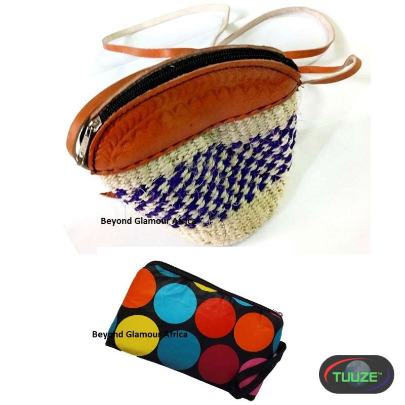 Womens small sisal kiondo and pouch