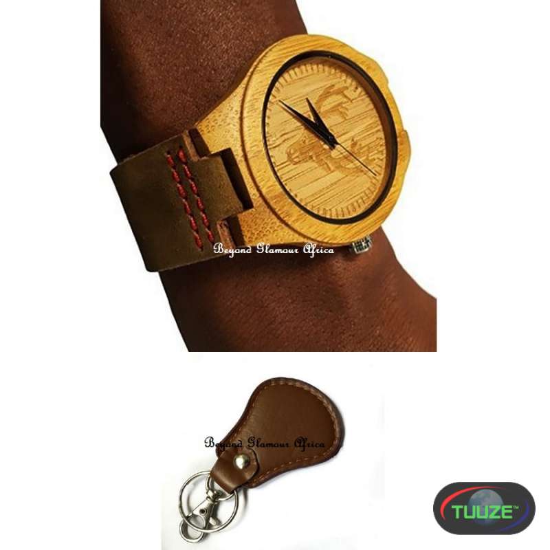 Wooden leather watch with keyholder